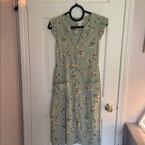 Monteau S Vietnam Floral Green Dress
